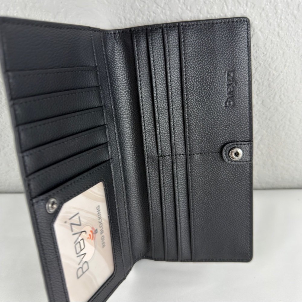 NWOT Bveyzi Ultra Slim Thin Leather RFID Blocking Credit Card Holder Bifold Blak - Picture 8 of 11